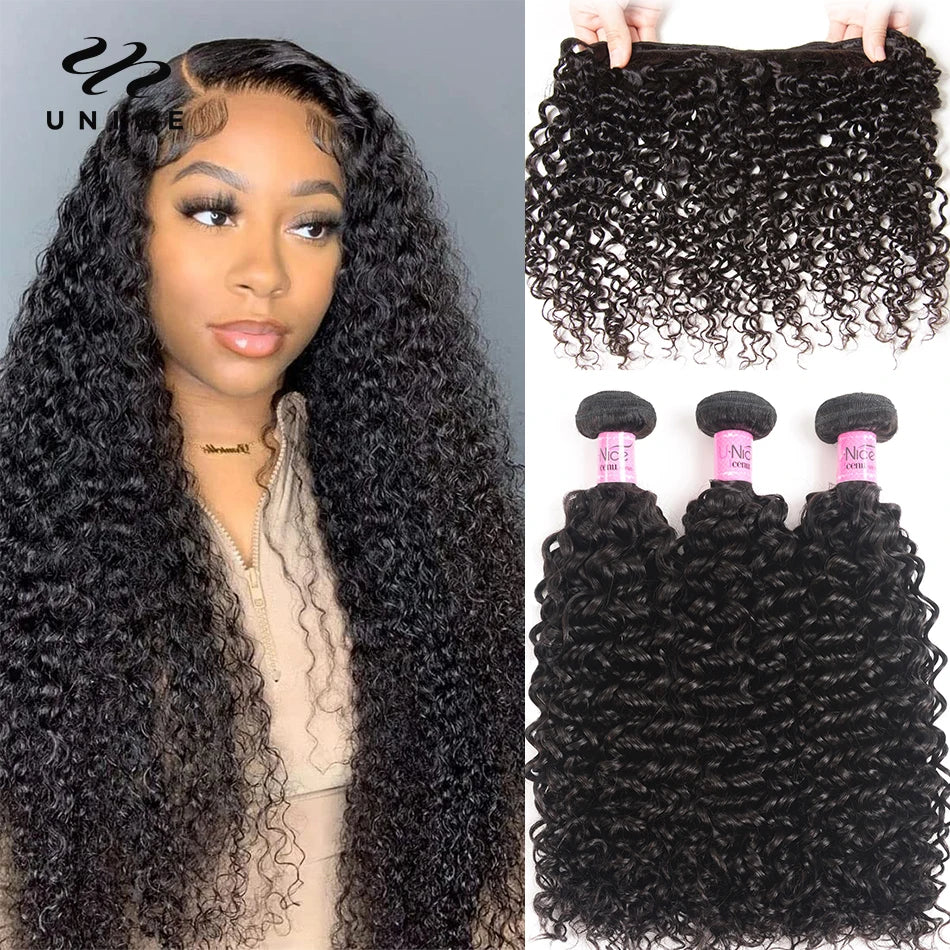 UNice Hair – lots de cheveux bouclés 100% naturels, 8-26 pouces, couleur naturelle, cheveux vierges, 1/3 pièces