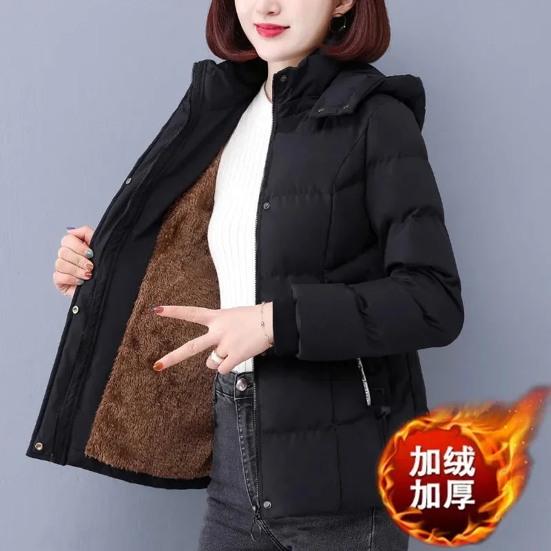 Veste rembourrée en coton et velours pour femme, pardessus chaud et décontracté, mode coréenne, nouvelle collection automne et hiver 2023