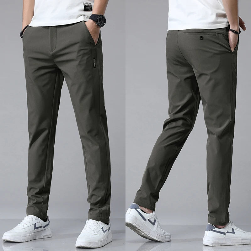5 couleurs printemps été Ultra-mince hommes Stretch mince pantalon droit décontracté de haute qualité mode respirant Golf sport pantalon