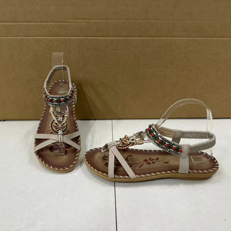 Sandales pour femmes sandales bohème en plein air semelle souple sandales de plage plate-forme légère femmes chaussures décontractées plat grande taille sandale