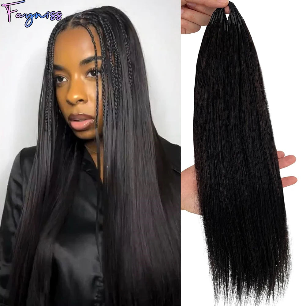 Extensions de cheveux humains 100% naturels, bouclés crépus, pré-séparés, style plumes, pour tresses bohèmes, avec nœuds miracle pour crochet.