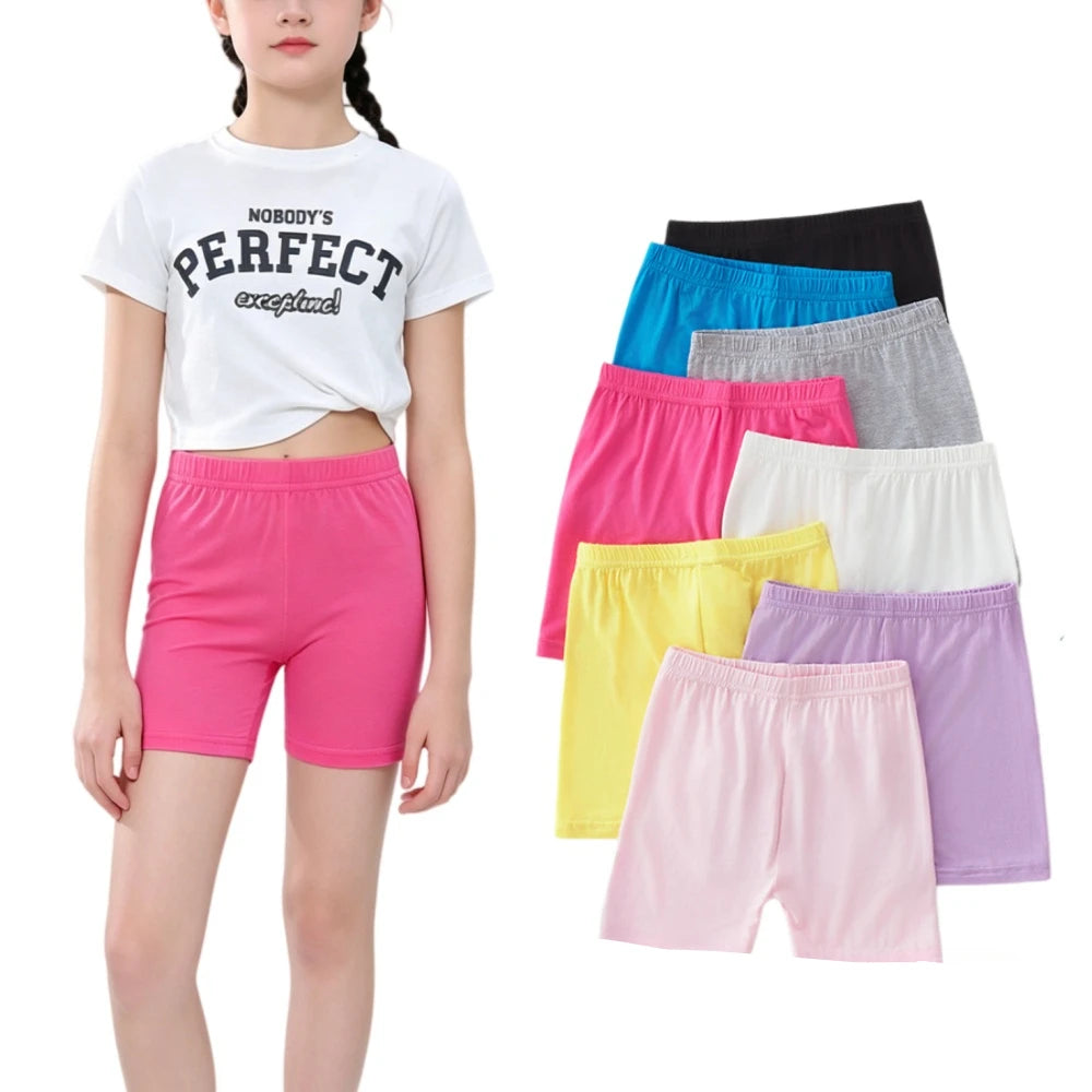 Leggings d'été pour enfants, 2 pièces, shorts de sécurité en coton pour filles, shorts de plage de couleur unie, adaptés aux enfants âgés de 2 à 12 ans