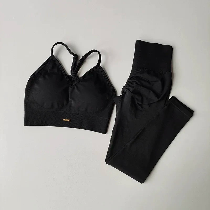 Combinaison de sport pour femme Peach à taille haute et effet push-up, résistante aux chocs, pour le yoga, la course et le style