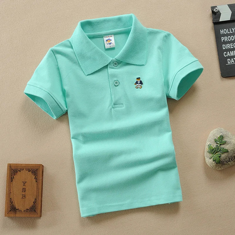Enfants Polo T-Shirt été garçons à manches courtes t-shirts enfants vêtements mode adolescents vêtements de sport élastiques garçon fille dessin animé couverture en coton