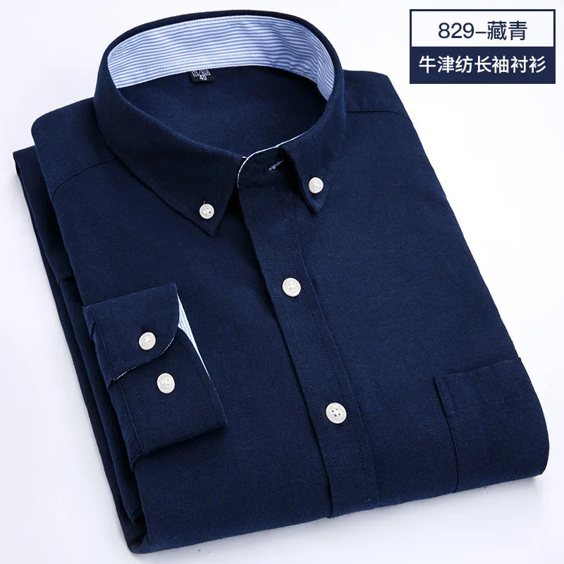 Chemise Homme Manches Longues Oxford Tissée Coupe Slim Infroissable Confortable Douce Décontractée Tendance Simple pour le Travail Printemps Été Automne Hiver