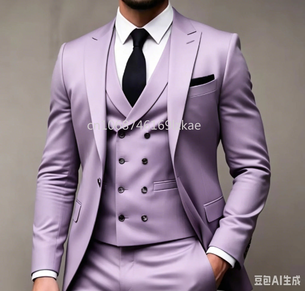 Costume 3 pièces vert costume de fête de mariage Traje Americana Hombre