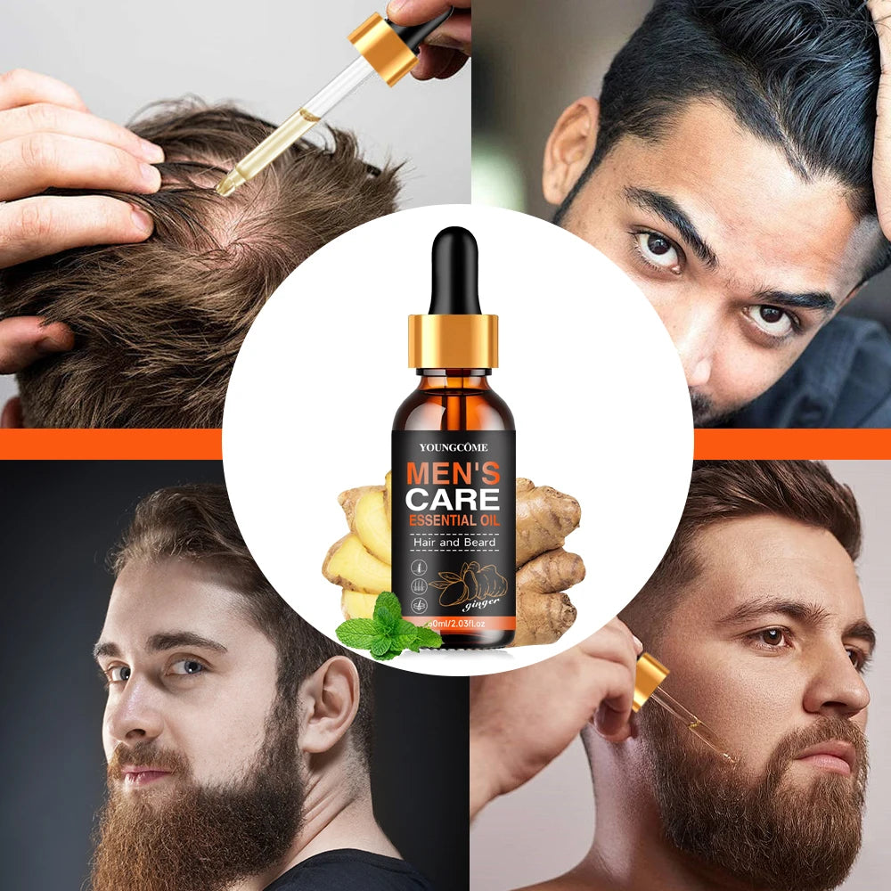 Huile essentielle de barbe pour hommes, augmente l'hydratation, douce, nourrissante, épaisse pour le toilettage des cheveux, soins du visage, huile de croissance de la barbe