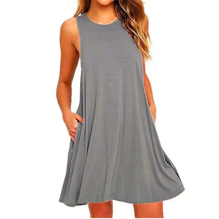 Robe T-Shirt trapèze décontractée pour femmes, Cover-Up de plage avec poches, grande taille, ample, été