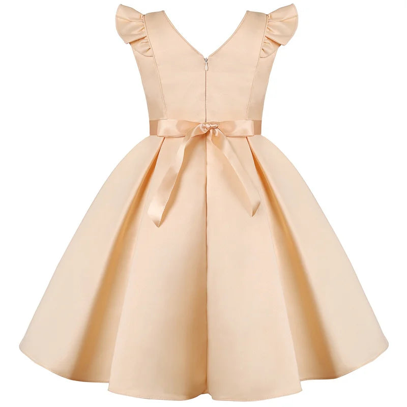 Robe d'été brodée de fleurs et de paillettes pour filles de 3 à 10 ans, sans manches, robes de princesse de fête, cadeau de noël et d'anniversaire, vêtements décontractés pour enfants