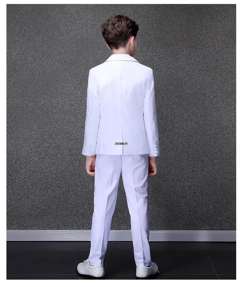 Ensemble de photographie de baptême blanc pour garçons de fleurs, robe de smoking d'anniversaire pour adolescents, costume de scène de remise des diplômes pour enfants, fête de mariage pour enfants