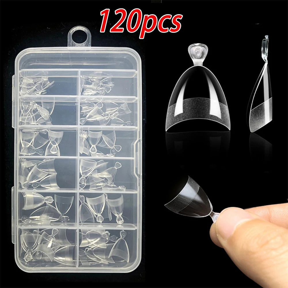 100 pièces clair court carré ongles conseils demi couverture Gel doux français faux ongles pointe artificielle acrylique press-ons pour Extension d'ongle bricolage