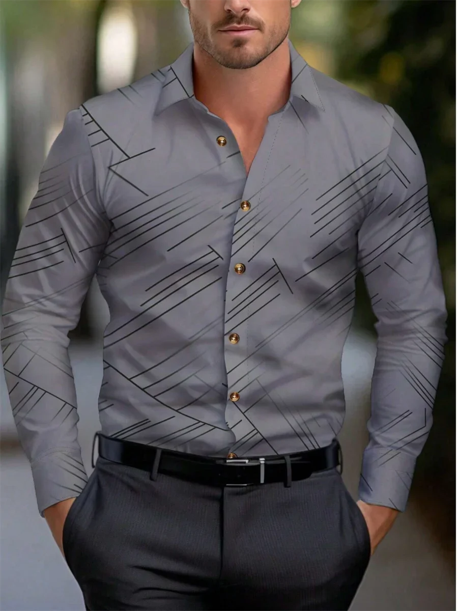 Costume chemise rose noir blanc décontracté extérieur couleur unie rayé confortable doux revers hommes hauts bureau grande taille 2024
