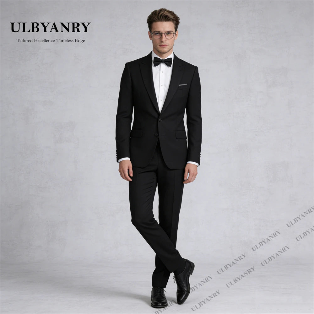 Costume de soirée classique noir ULBYANRY pour hommes, costume d'affaires 3 pièces coupe classique pour hommes, veste, pantalon et nœud papillon