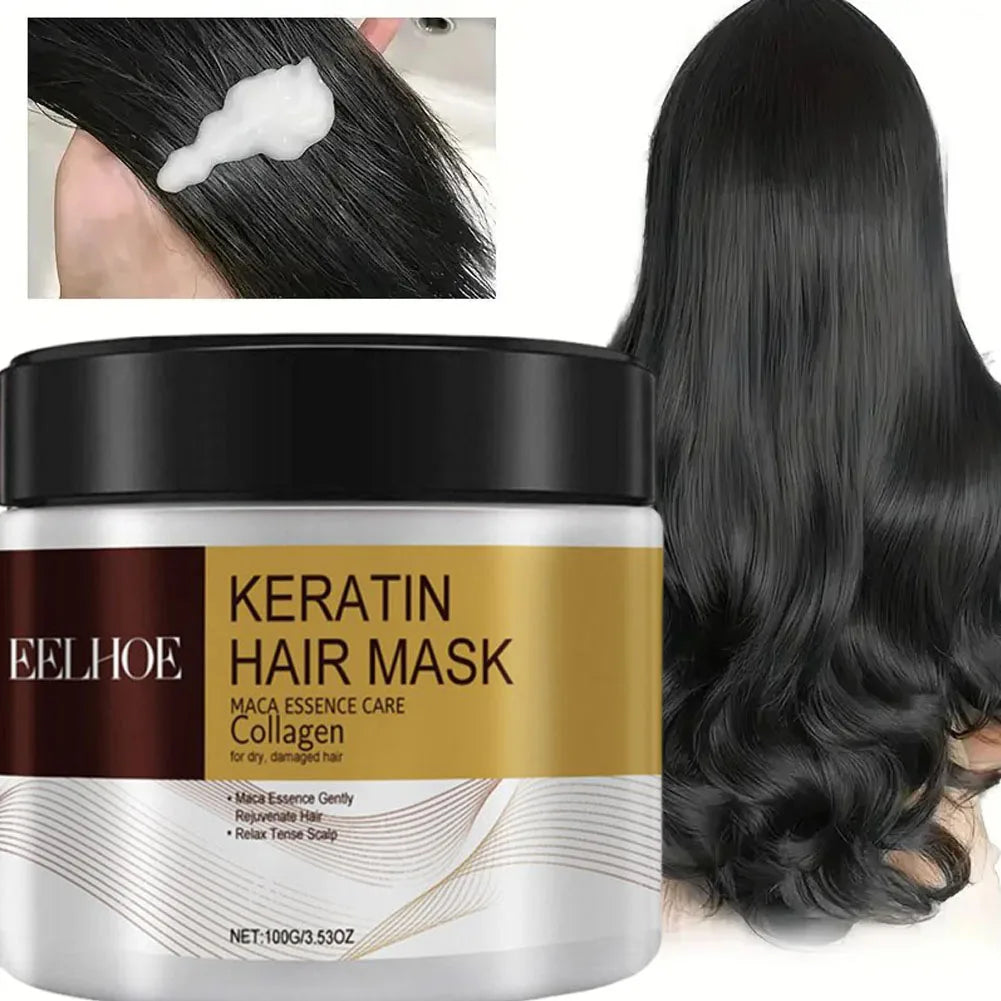 Masque capillaire au collagène et à la kératine, contrôle du sébum, masque capillaire à l'huile d'argan marocaine, revitalisant, doux, lisse, réparation des cheveux abîmés, soin des cheveux