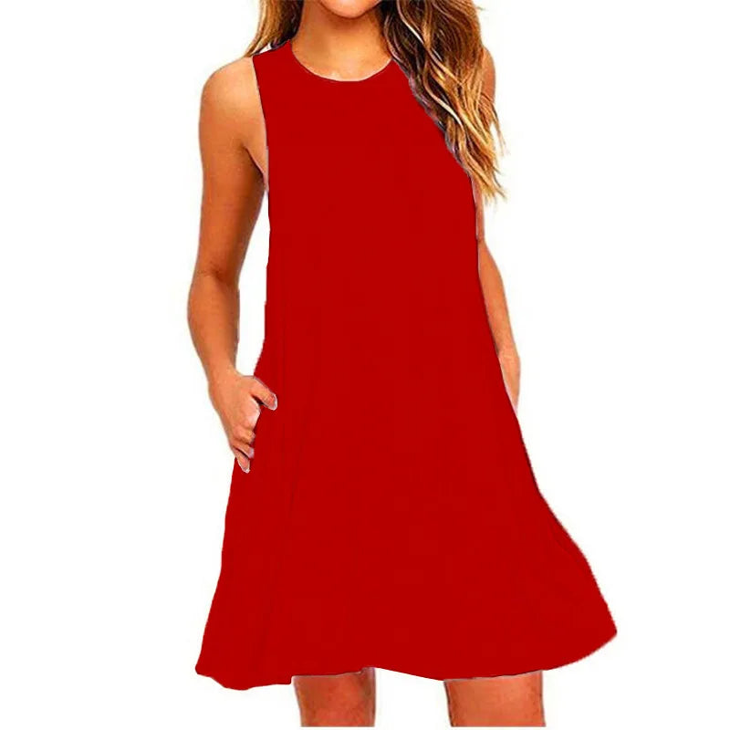 Robe T-Shirt trapèze décontractée pour femmes, Cover-Up de plage avec poches, grande taille, ample, été