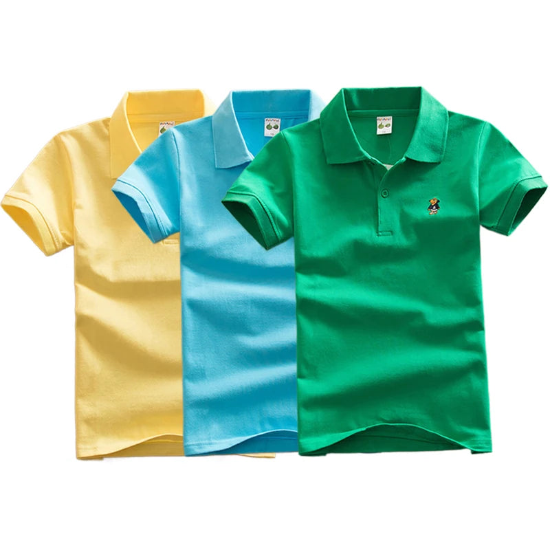 Enfants Polo T-Shirt été garçons à manches courtes t-shirts enfants vêtements mode adolescents vêtements de sport élastiques garçon fille dessin animé couverture en coton