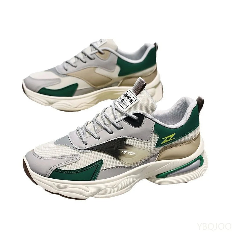 Chaussures de sport en maille résistantes à l'usure pour hommes, respirantes, polyvalentes, décontractées, confortables, à semelles épaisses, nouvelle collection printemps automne