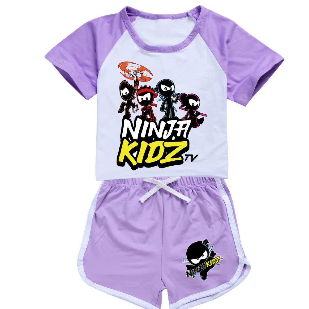 Ninja Kidz enfants vêtements coton Sport survêtements T-shirts sweat costume dessin animé motif ensemble adolescent bébé garçons filles vêtements