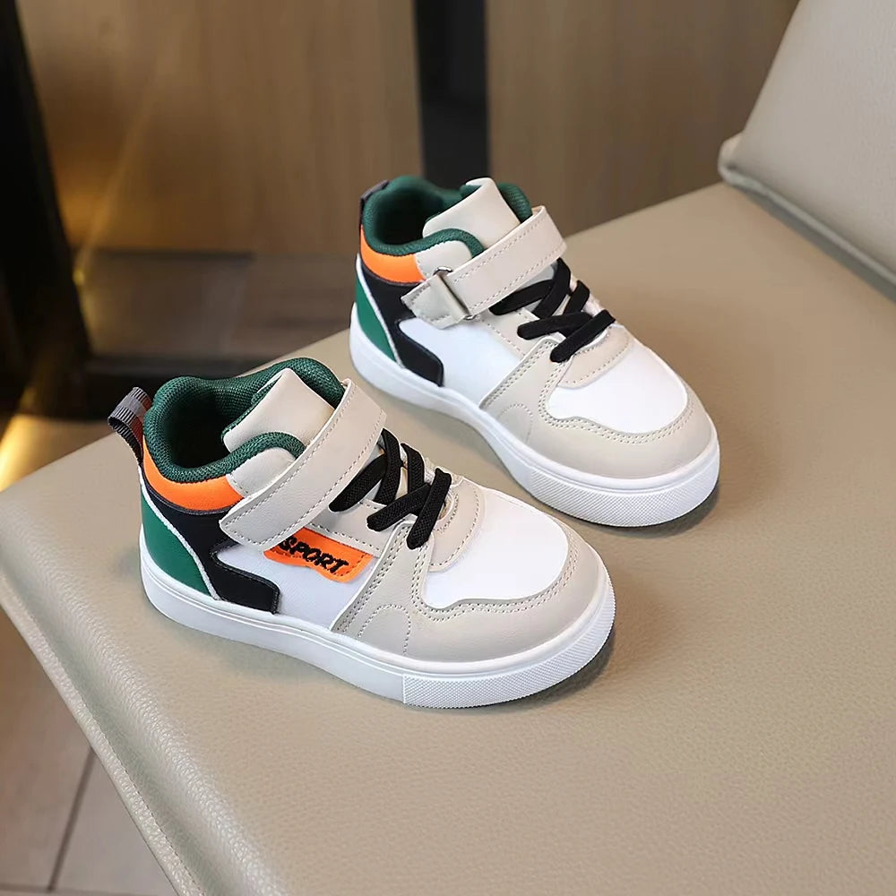 COMFY KIDS Baskets mi-hautes grises multicolores pour enfants de 3 à 8 ans, pour jeunes enfants actifs, faciles à enfiler et à retirer, avec fermeture à boucle et à lacets, semelle légère, chaussures décontractées po