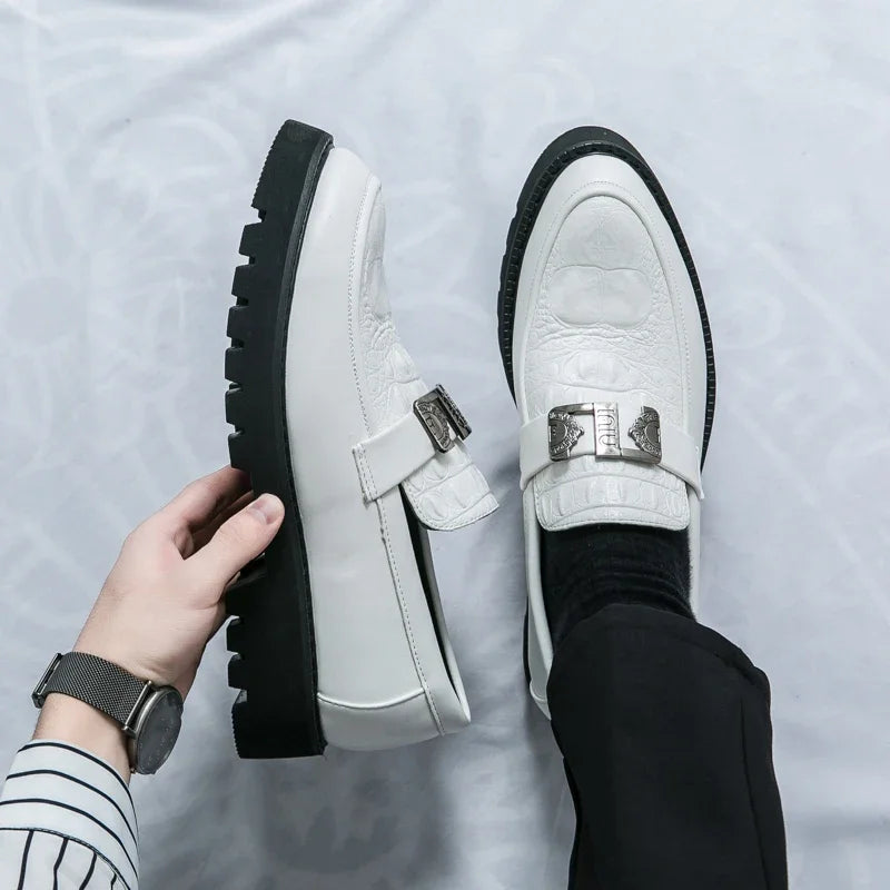 Hommes mocassins fête affaires à semelles épaisses hommes chaussures en cuir robe plate-forme chaussures confortable mode nouvelles chaussures décontractées pour hommes