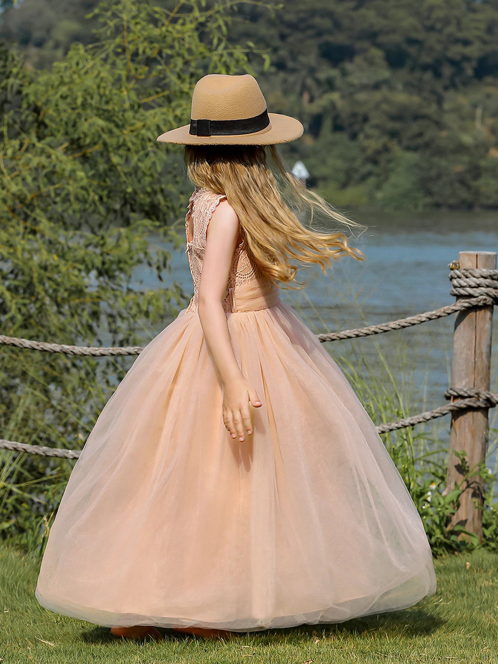 Robe de soirée Champagne pour filles, sans manches, robe de bal de danse, broderie, mariage, anniversaire, luxe, princesse, dos nu, vente en gros