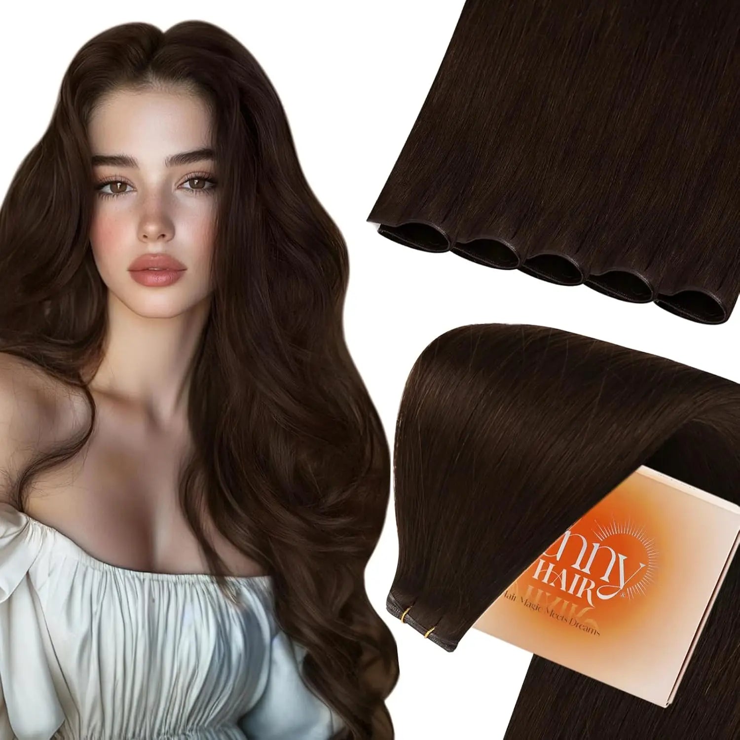 Sunny Hair Genius trame Extensions de cheveux cheveux humains coudre dans les Extensions génie trames de cheveux humains cheveux brésiliens pour les femmes