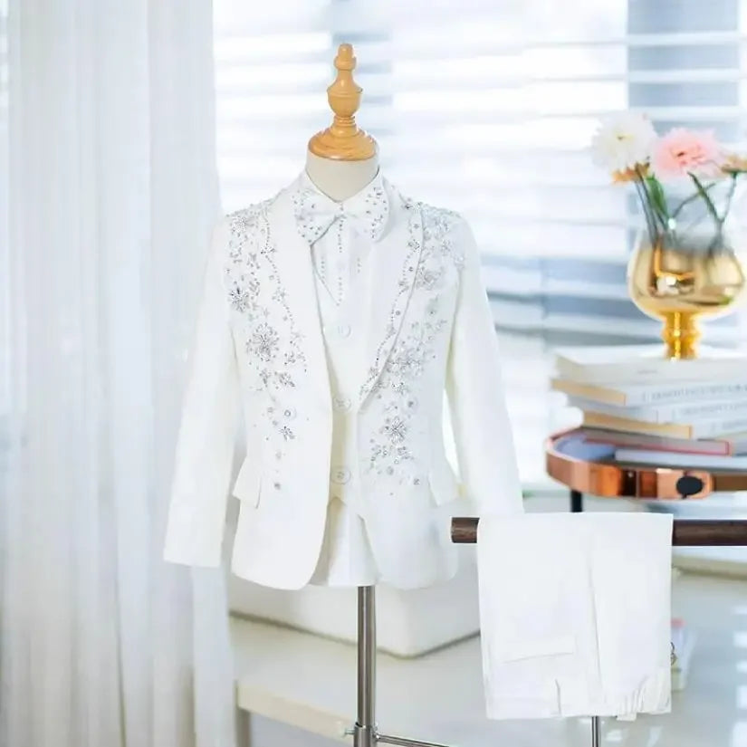 Costume de cérémonie pour garçons, blazer pour performance au piano, mariage, anniversaire, fête formelle, ensemble de costume A4239
