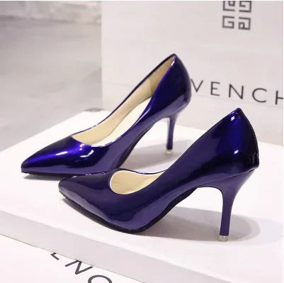 Escarpins à Talons Hauts en Cuir Verni pour Femme, Chaussures de Mariage à Talons Fins, Sexy, Pointues, Taille 44, Nouvelle Collection