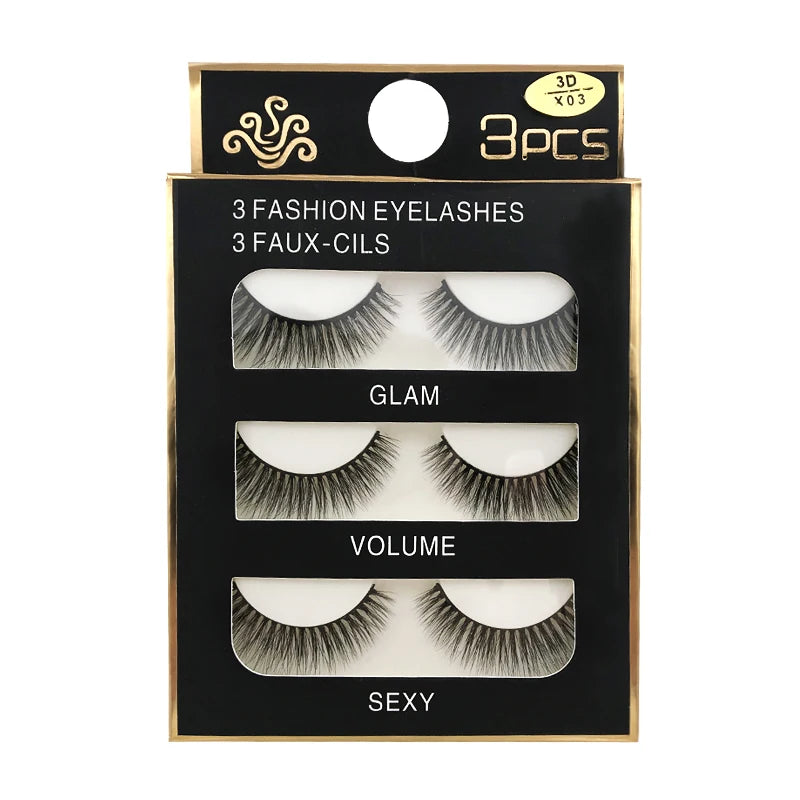 Faux Cils Naturels Longs en Vison 3D, Souples et Moelleux, fissuraminants, Faits à la Main, Outils de Maquillage pour les Yeux, 3 Paires
