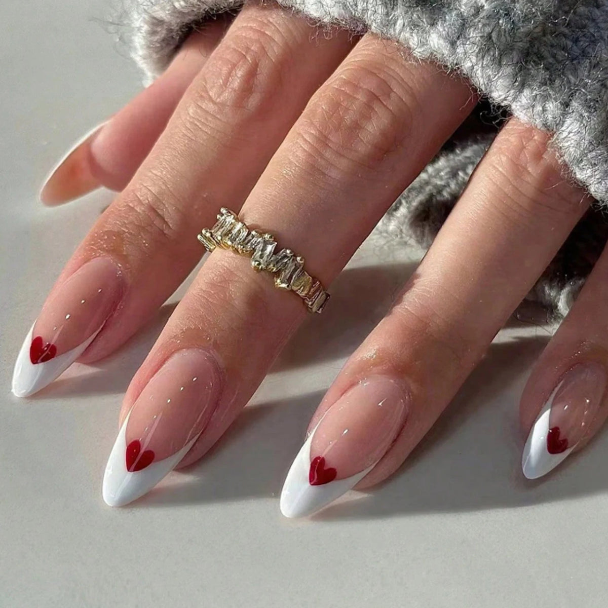 24 pièces/ensemble faux ongles carrés courts pour femmes mignon mariée coeur blanc français conseils faux ongles y2k presse sur faux ongles fournitures