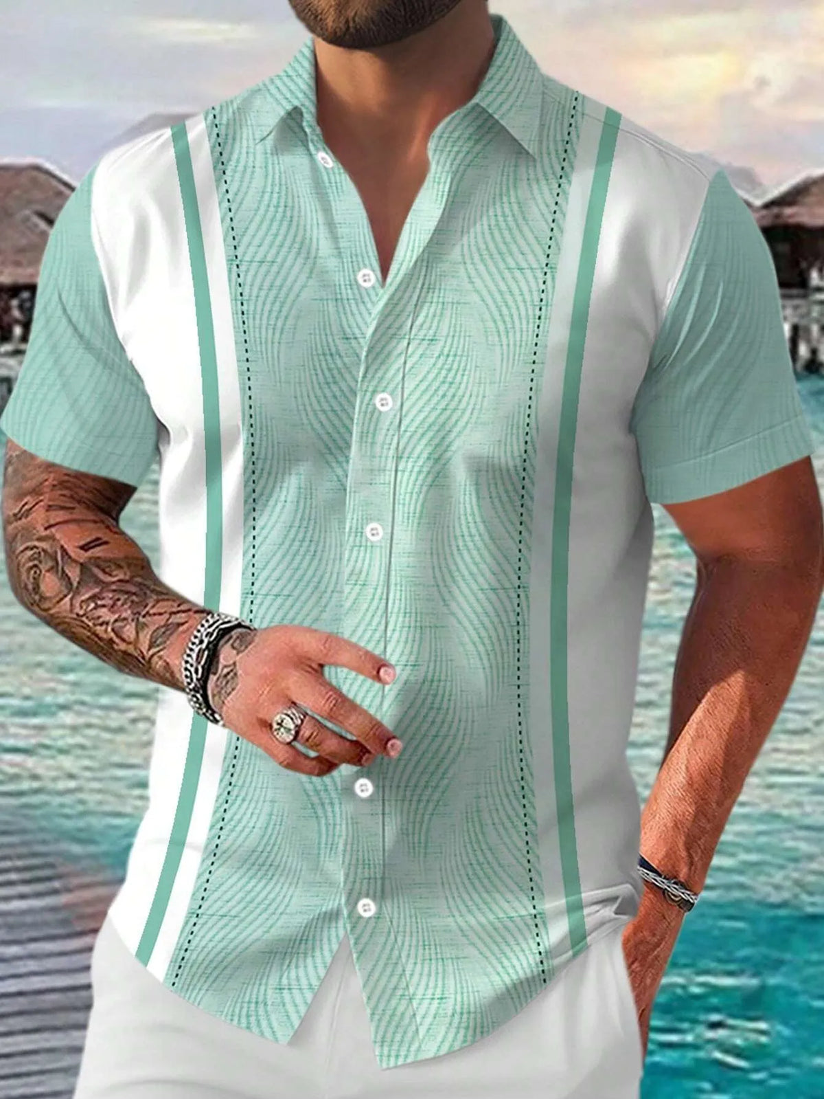 La nouvelle chemise à manches courtes pour hommes pour l'été 2025 est respirante, légère, décontractée et à la mode avec impression 3D