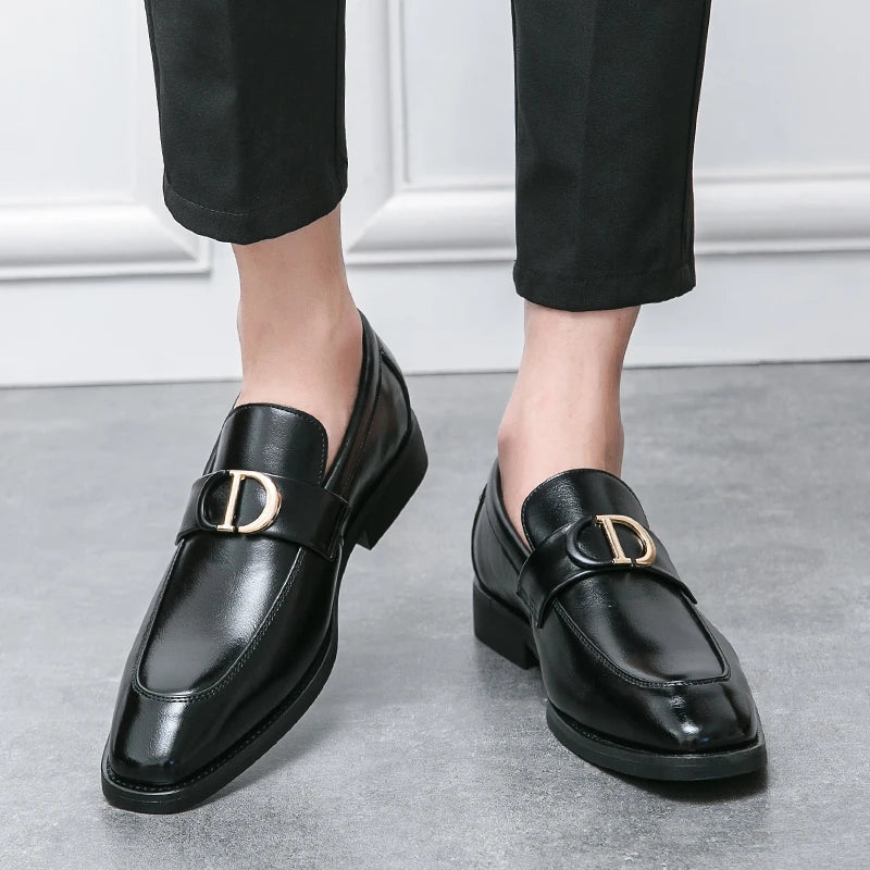 Mocassins pour hommes en PU à talon bas, chaussures professionnelles classiques confortables pour hommes d'affaires, taille 38-46