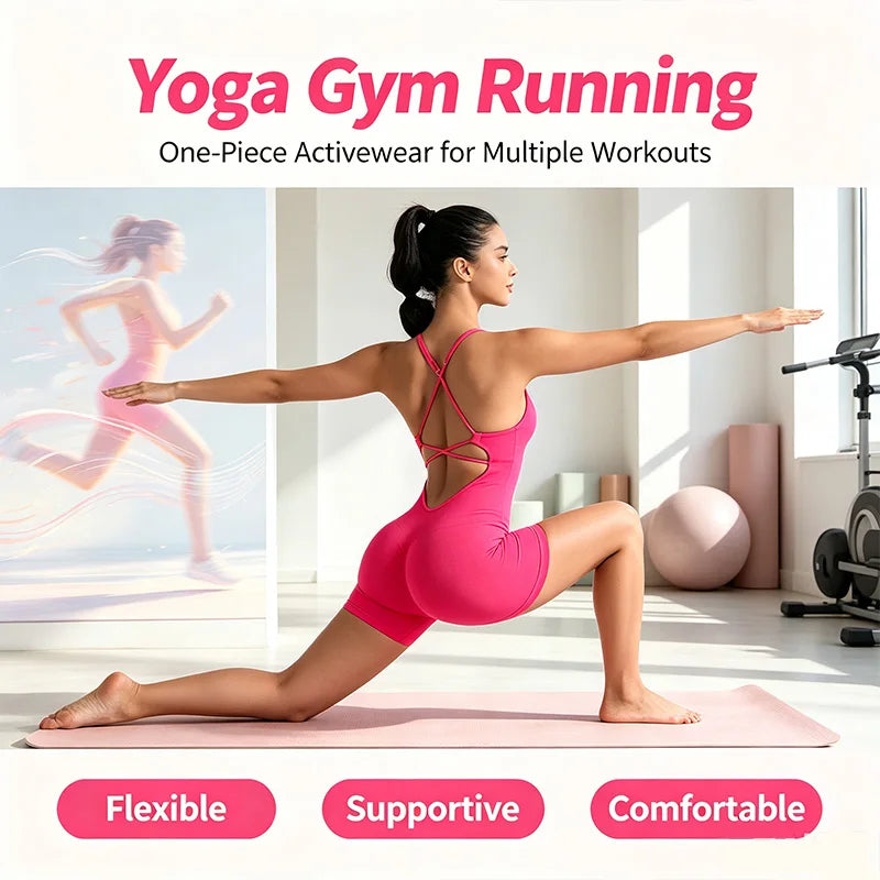 Ensemble de sport moulant sans couture une pièce avec legging de yoga et brassière dos nu sexy pour amincir les hanches et le fitness