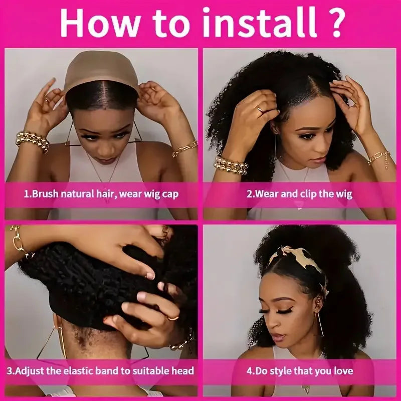 Perruque Brésilienne Naturelle Remy Crépue Bouclée, Cheveux Courts, Faite à la Machine, pour Femme Noire