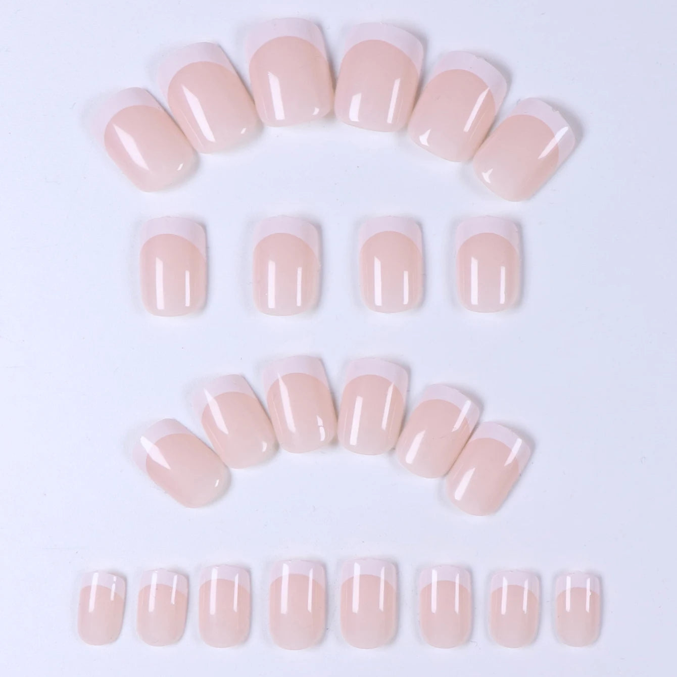 120 faux ongles courts carrés roses à la française, 12 tailles, couverture complète, à presser, portables, détachables, faux ongles finis