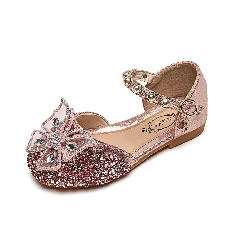 Nouvelles sandales d'été pour filles, style princesse, à nœud, chaussures Mary Jane à bout fermé et semelle souple pour enfants, chaussures de scène plates et décontractées pour la danse