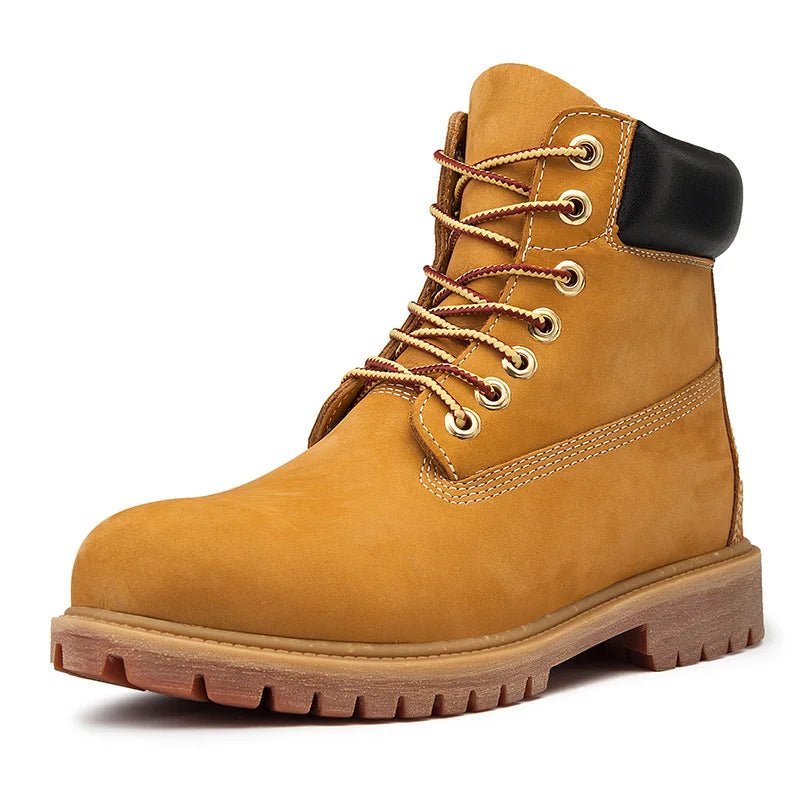 Bottes de travail imperméables, résistantes à l'usure, antidérapantes, jaunes, vintage, pour hommes, randonnée en plein air, travail quotidien, bottes de sécurité décontractées