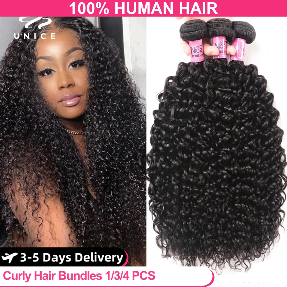 UNice Hair – lots de cheveux bouclés 100% naturels, 8-26 pouces, couleur naturelle, cheveux vierges, 1/3 pièces