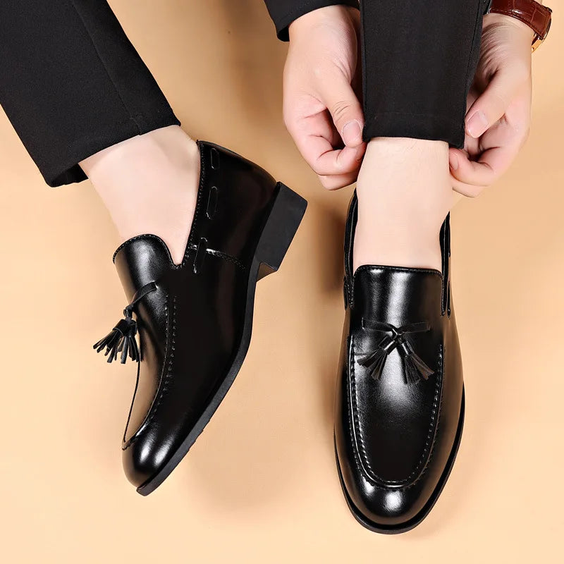 Chaussures habillées pour hommes chaussures en cuir d'affaires mocassins de bureau de créateur chaussures de mariage de luxe à la main sans lacet chaussure formelle grande taille 48