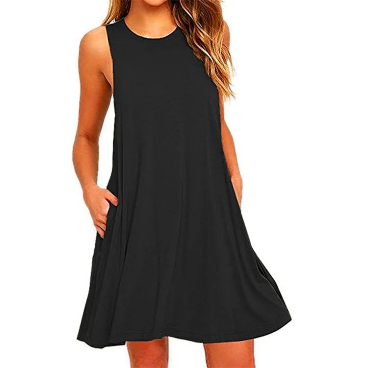 Robe T-Shirt trapèze décontractée pour femmes, Cover-Up de plage avec poches, grande taille, ample, été