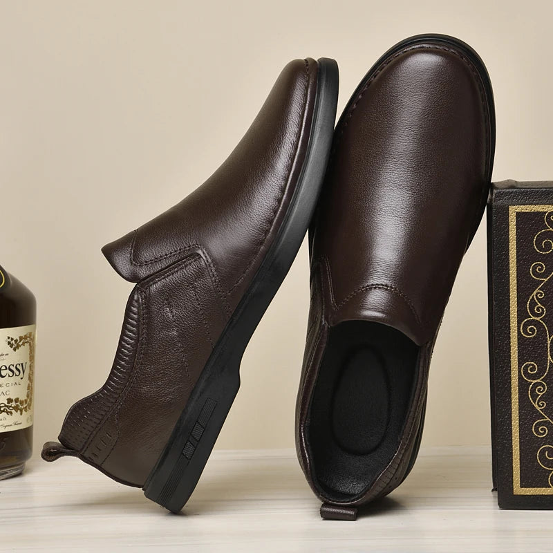 Chaussures décontractées en cuir véritable pour hommes, mocassins à enfiler, chaussures de conduite confortables, semelle souple, extérieur, printemps, été