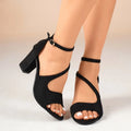 Sandales à talons pour femmes 2026, haute qualité, bout ouvert, mode, avec fermeture éclair, pour le bureau et la carrière, été, grandes tailles, couleur unie