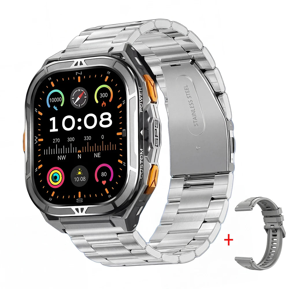 Montre connectée AMOLED de luxe, GPS réel, étanche 5ATM, tracker de fitness, montre intelligente, moniteur de santé sportive, montres pour homme iOS Android