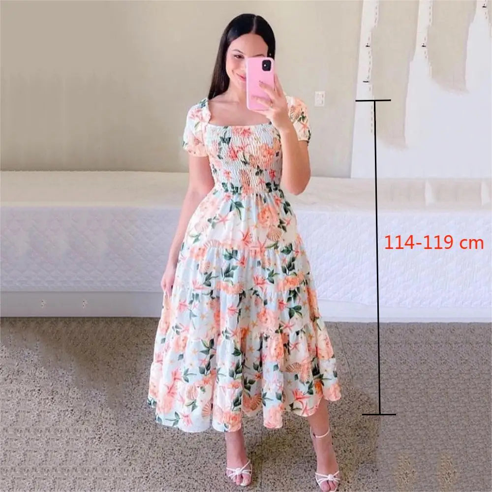Robe Longue à Fleurs pour Femme, Tenue de Soirée Courte, Élégante, Décontractée, Style Boho, Vacances, Imprimée, Été Arts et lettres français fraîche mode fleur brisée irrégulière