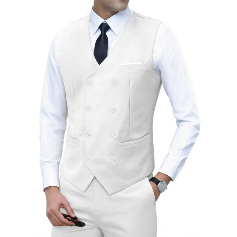 Nouvelle marque robe gilets pour hommes décontracté coupe ajustée hommes costume Gilet Double boutonnage Gilet Homme formel affaires veste