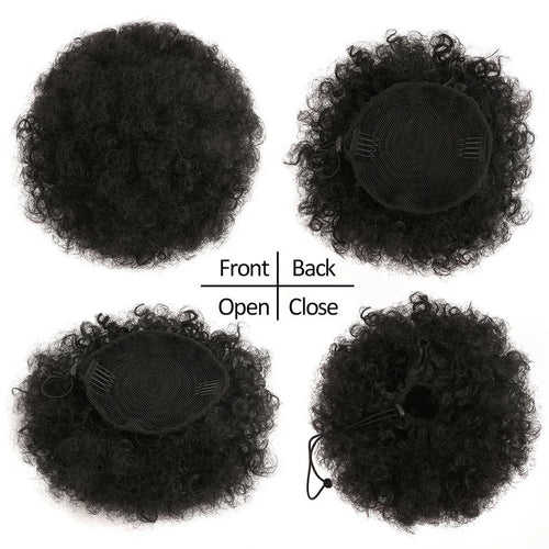 1PC femmes 10 pouces Afro crépus bouclés synthétique queue de cheval Extension avec cordon Style de base Afro bouffée cheveux chignon perruque quotidien U