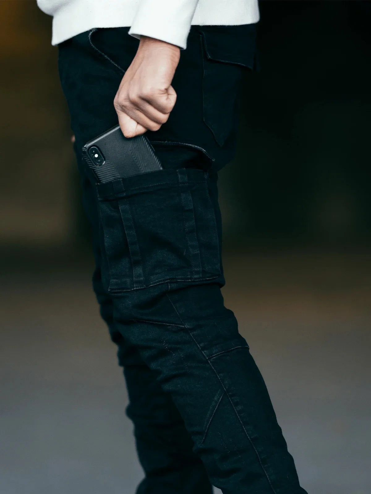 Nouveau jean hommes pantalon lavage couleur unie Multi poches Denim taille moyenne Cargo jean grande taille mode pantalon décontracté mâle usage quotidien