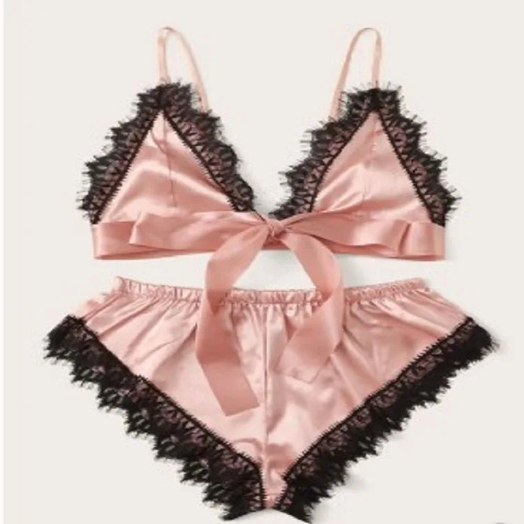 Pyjama Sexy pour femmes, chemises de nuit, Lingerie, short, 4 pièces, Camisole en dentelle, ensemble pyjama, Robe de maison, vêtements de loisirs