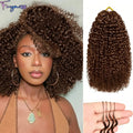 Cheveux humains 100% naturels, couleur chocolat brun, bouclés crépus, pour tresses bohèmes, pré-séparés, effet plume, pour tressage au crochet.