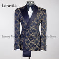Tuxedo personnalisé de luxe perlé hommes costumes 2 pièces ensembles mâle dîner fête Blazers coupe ajustée marié bal Terno Masculinos Completo